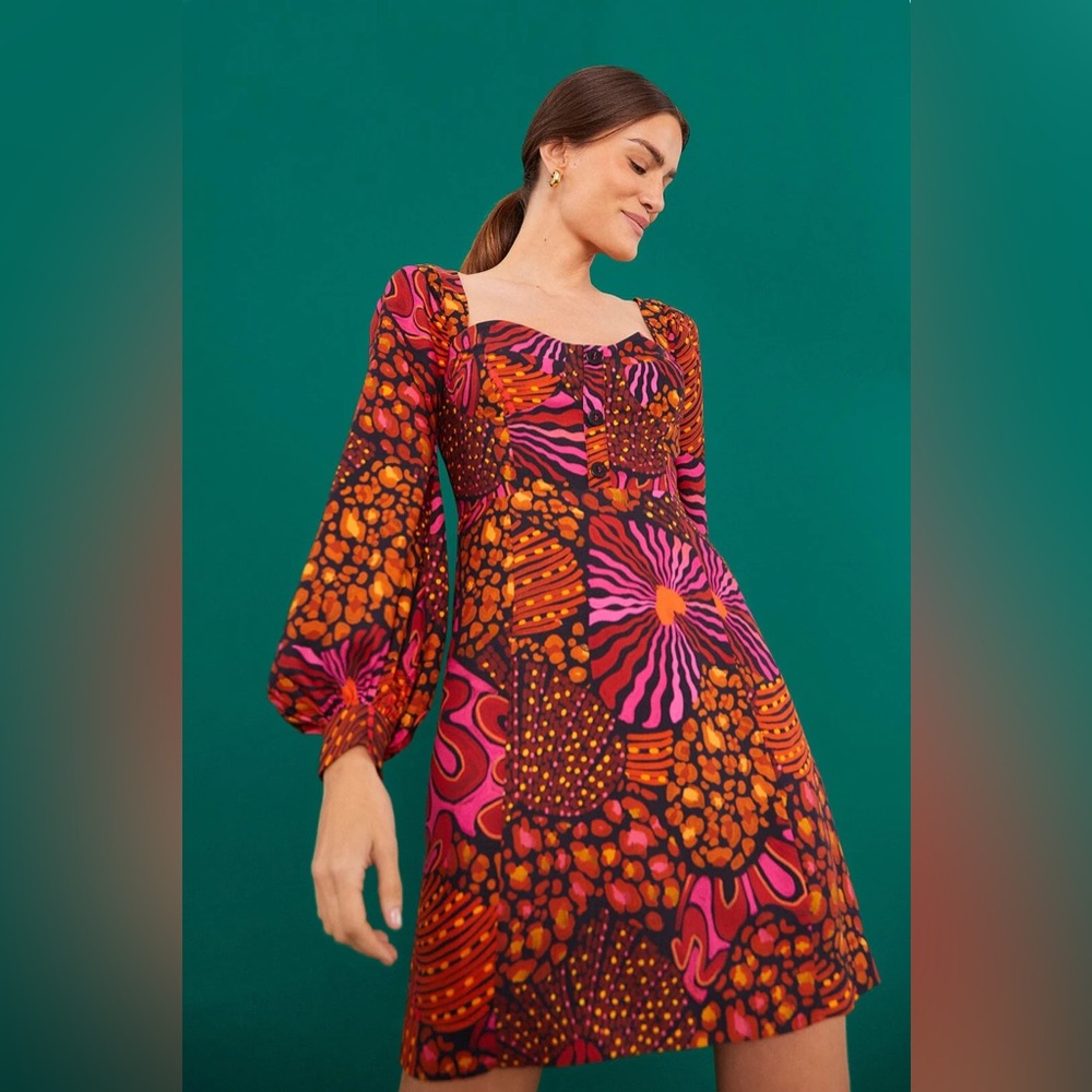 Farm Rio Leopard Hearts Mini Dress